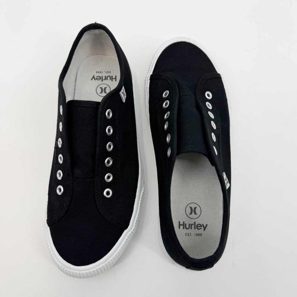 Hurley Chloe Black Slip On Sneakers | Size 6.5 | Canvas Skater Shoes - Picture 2 of 11